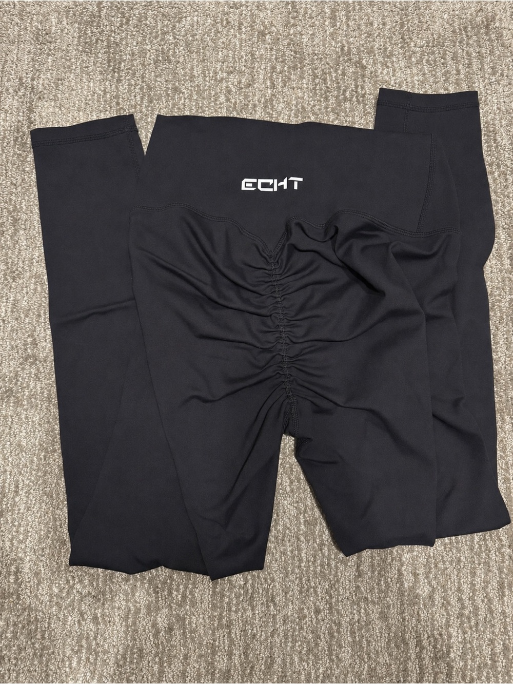 ECHT Black Ruched Seam Workout Leggings